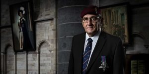 legacy portrait - ex-serviceman wearing his medal in a church