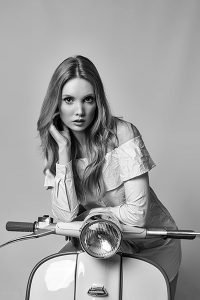 model portfolio - girl on a lambretta